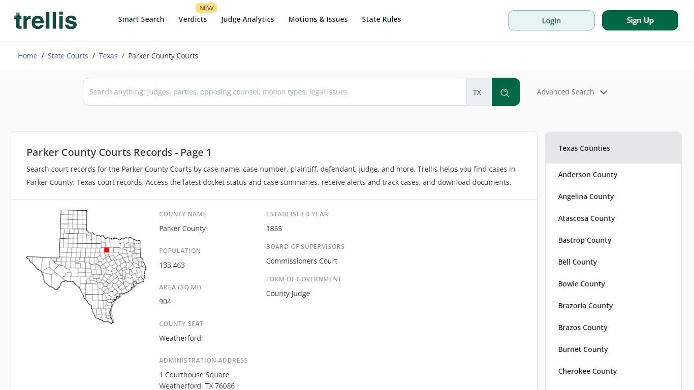 Parker County Court Records | Docket Search Texas Page 1 - Trellis